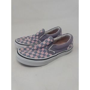 Vans Kids Pink Purple Checkered Slip On Sneakers Size 2